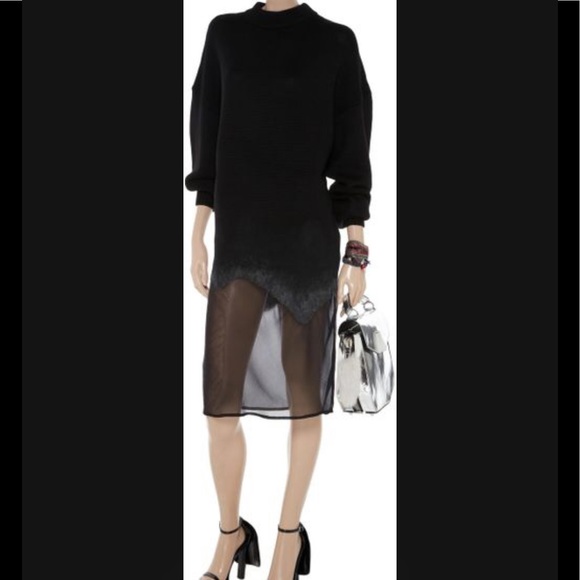 NWOT ALEXANDER WANG Sustainable Mixed Media Silk/Wool Dress XS - Picture 5 of 10